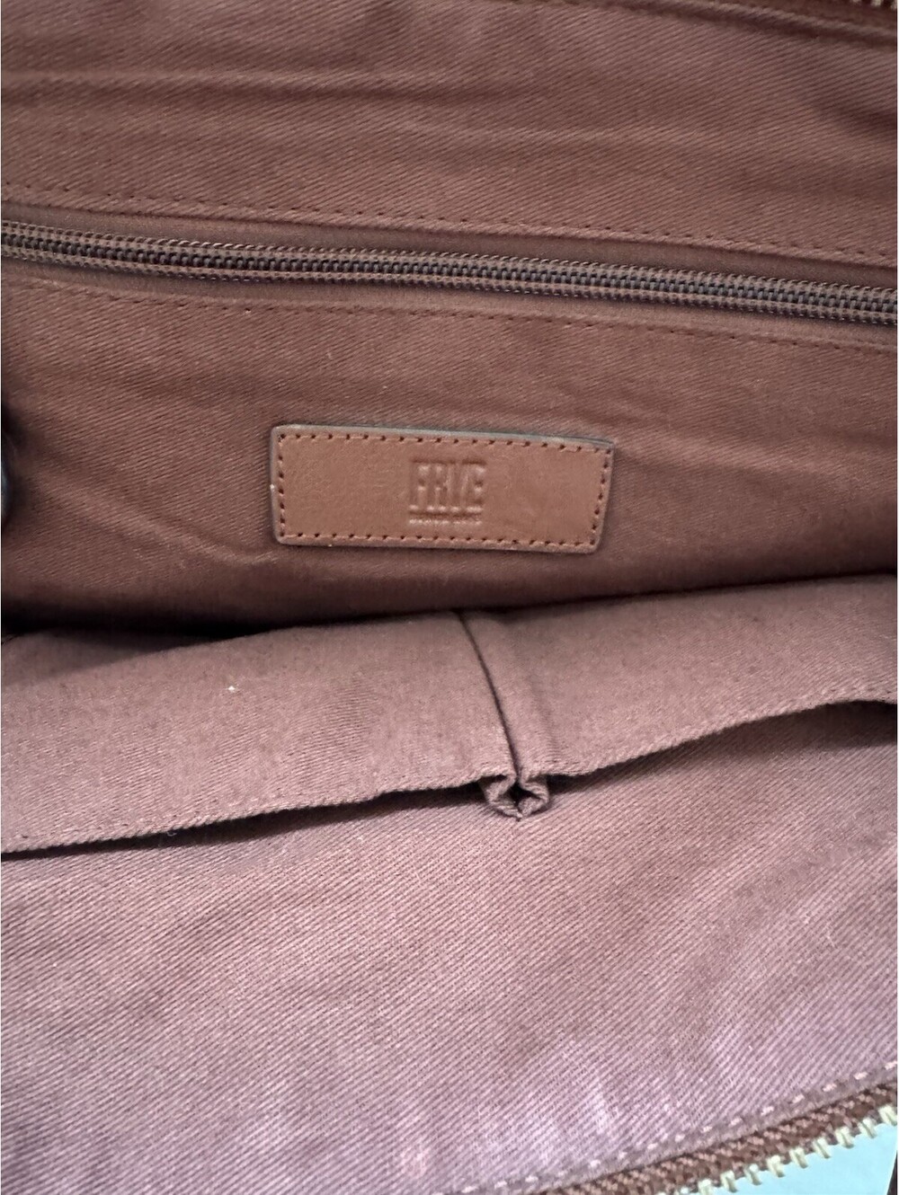 Frye Brown Ring Dome Satchel Top Handle Zip Bag Detachable Crossbody Strap - Picture 6 of 9